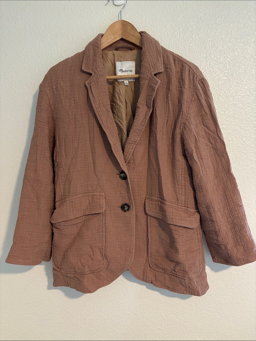Madewell Cotton-Linen Relaxed Larsen Blazer Drop Sleeves Two Button Size Medium